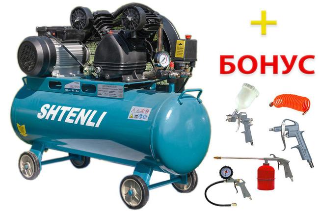 Компрессор Shtenli 80-2 BELT PRO (80 л. 2,5 кВт. 2 цилиндра)